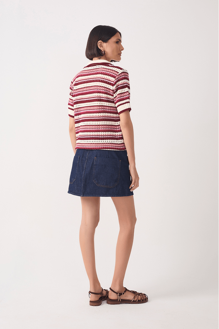 Saia Jeans Cós Pespontos