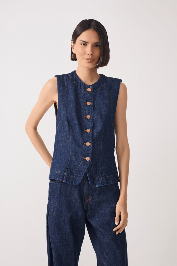 Colete Jeans Botões