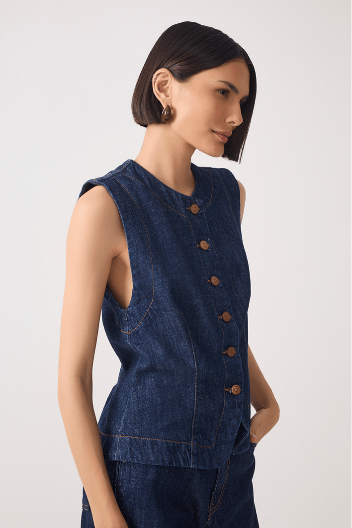 Colete Jeans Botões