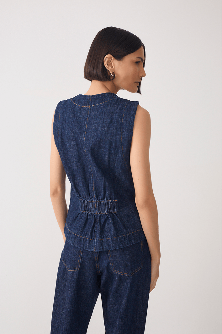 Colete Jeans Botões