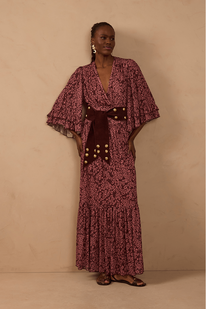 Vestido Tule Estampa Felina