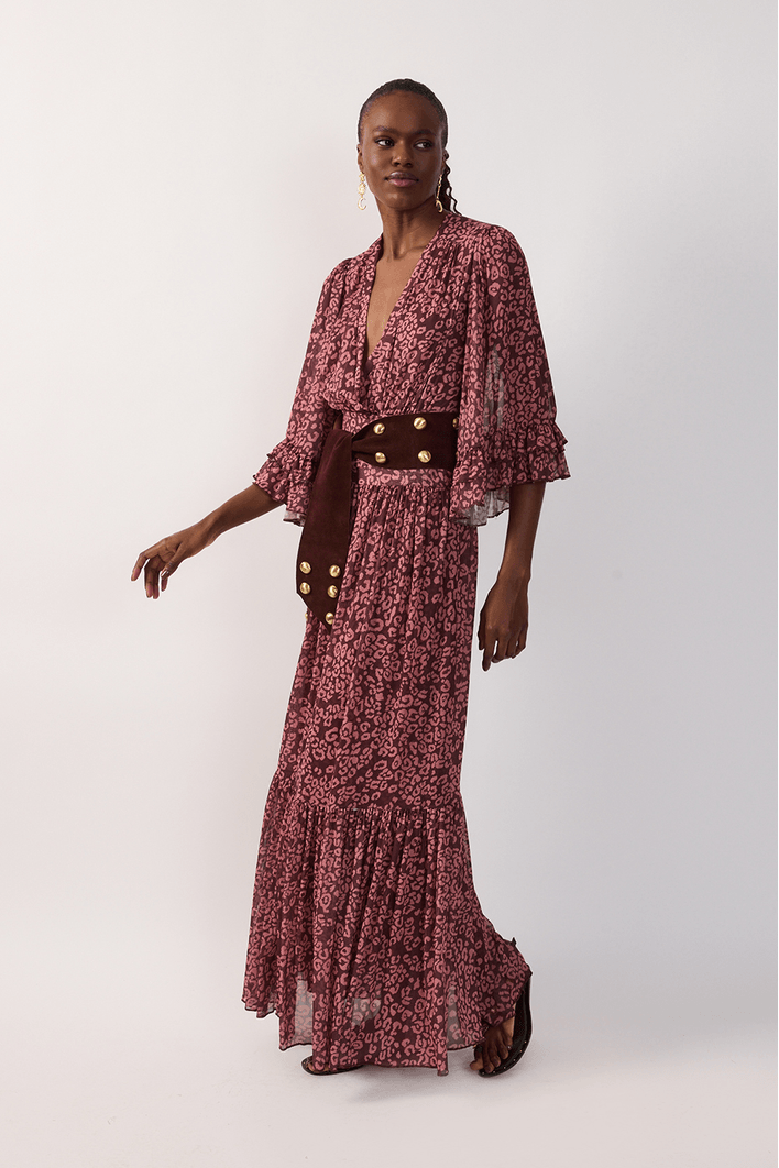 Vestido Tule Estampa Felina