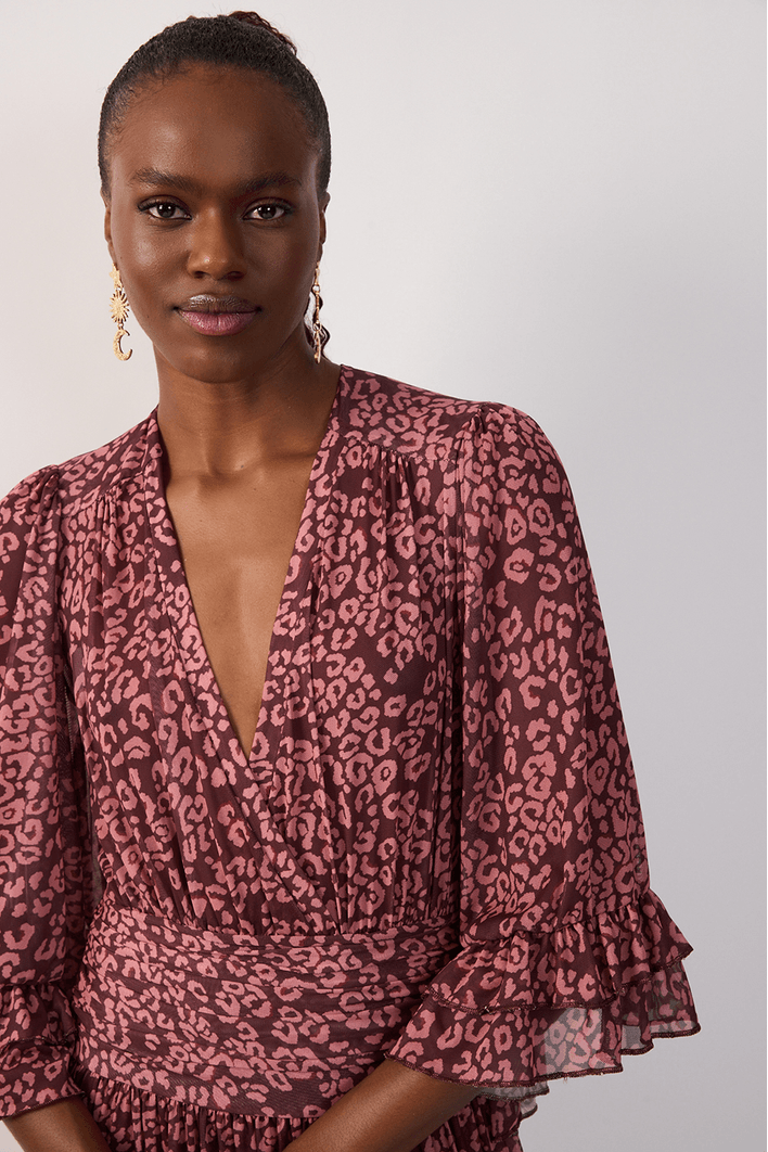 Vestido Tule Estampa Felina