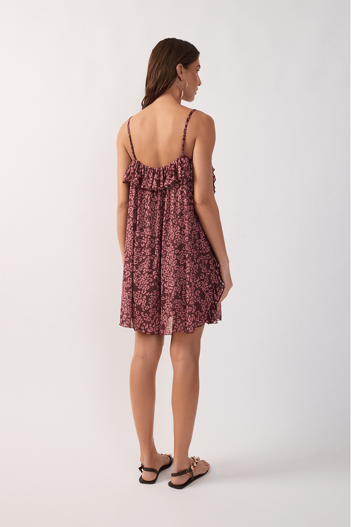 Vestido Curto Tule Estampa Felina