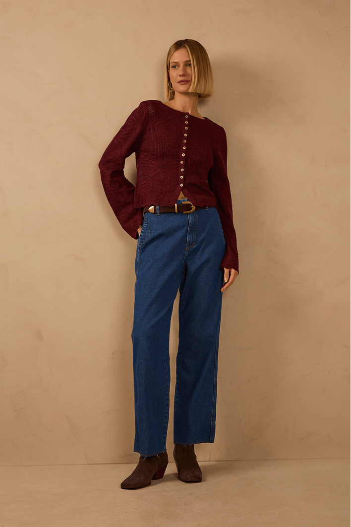 Calça Jeans Reta Dark Twill