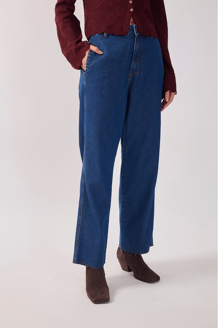 Calça Jeans Reta Dark Twill