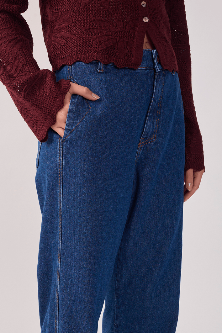 Calça Jeans Reta Dark Twill