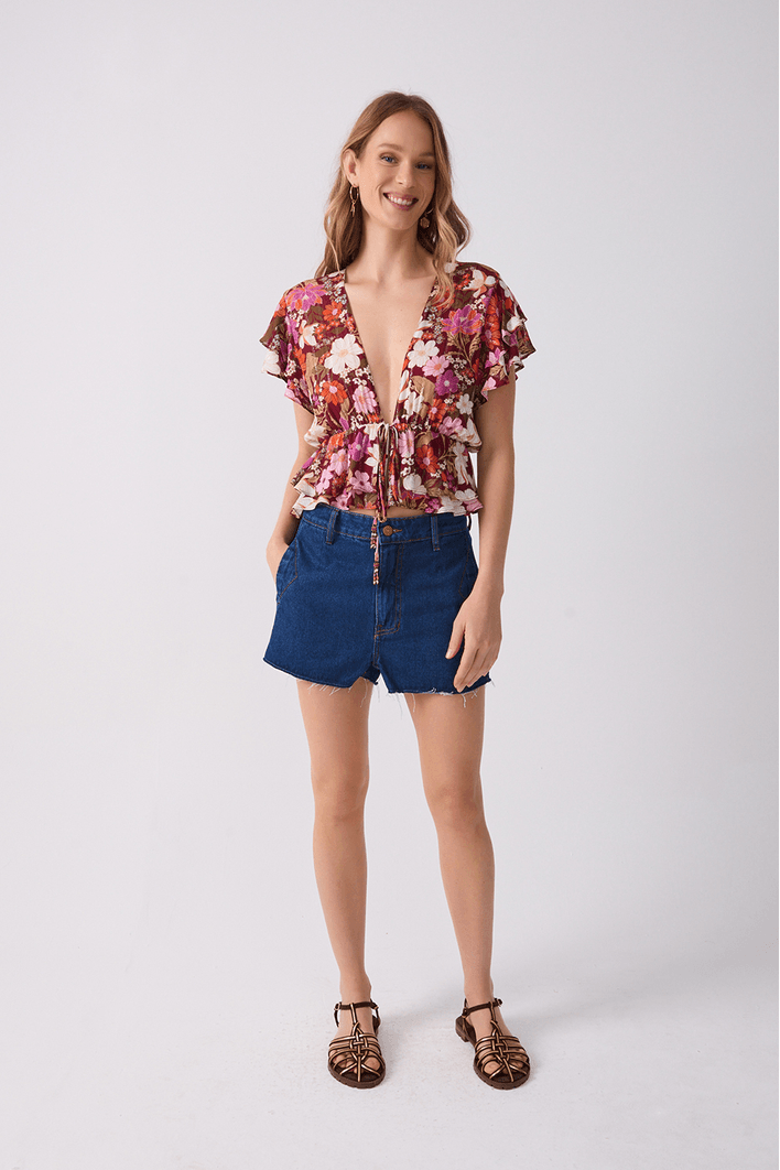 Short Jeans Boyfriend Dark Twill