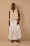 Saia Longa Algodão Com  Renda