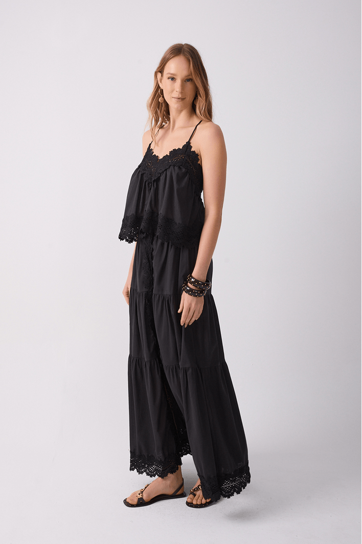 Saia Longa Algodão Com  Renda