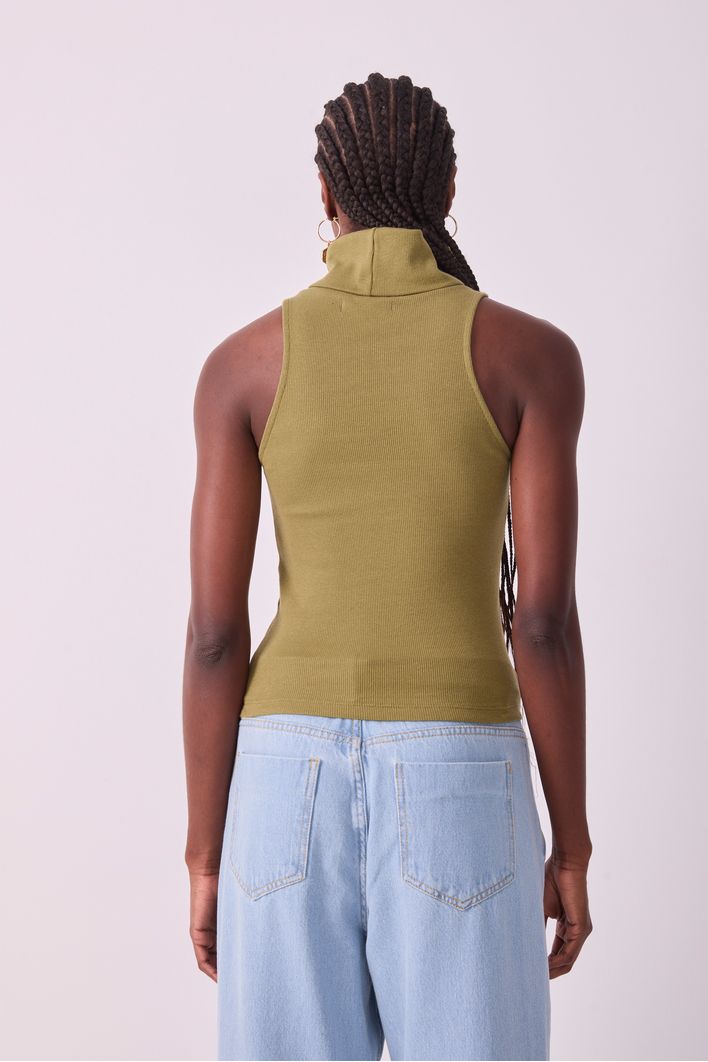 Blusa Canelada Gola Alta