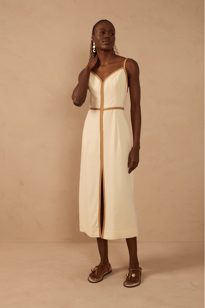 Vestido Cropped Linho Viés