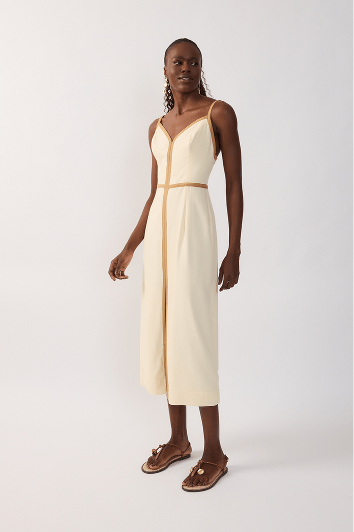 Vestido Cropped Linho Viés