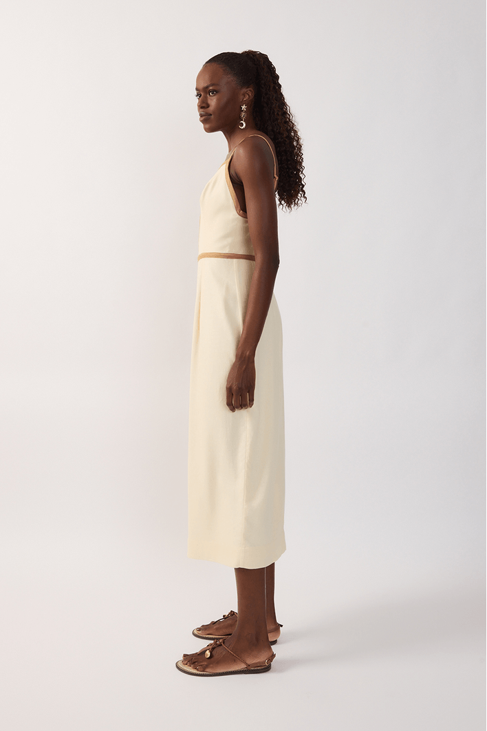 Vestido Cropped Linho Viés