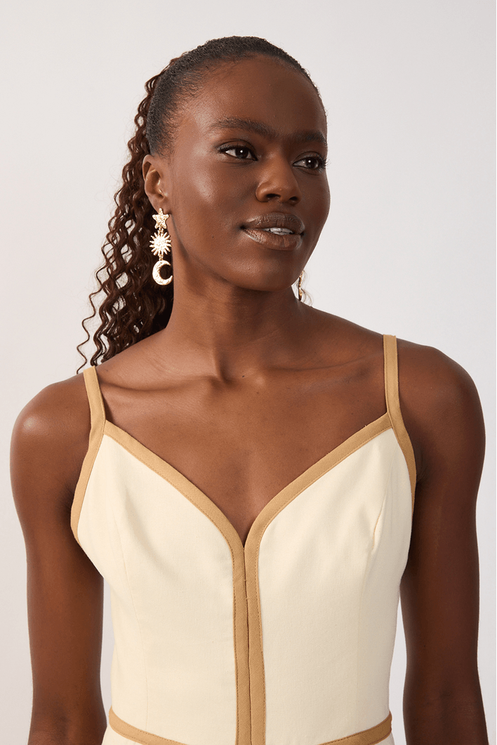 Vestido Cropped Linho Viés