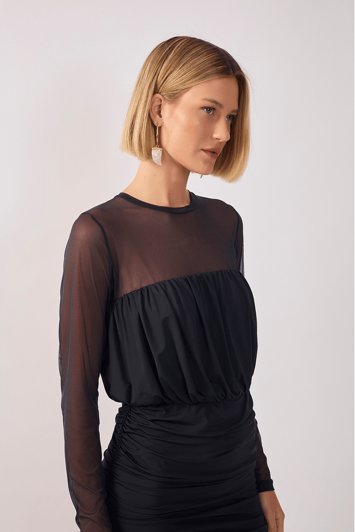 Vestido Curto Jersey Franzido