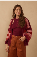 Casaco Tricot Texturizado Colorido