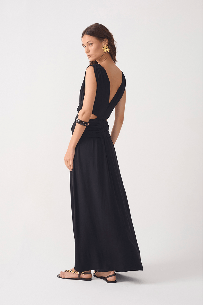Vestido Longo Crepe Frente Torcida