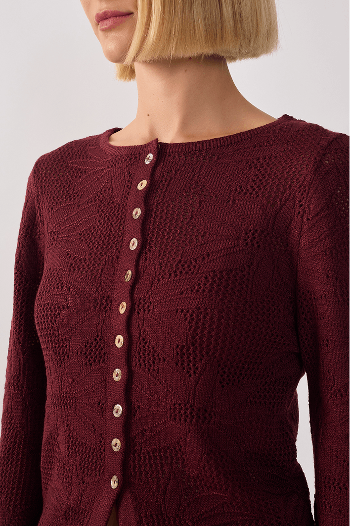 Casaqueto Tricot Jacquard Floral