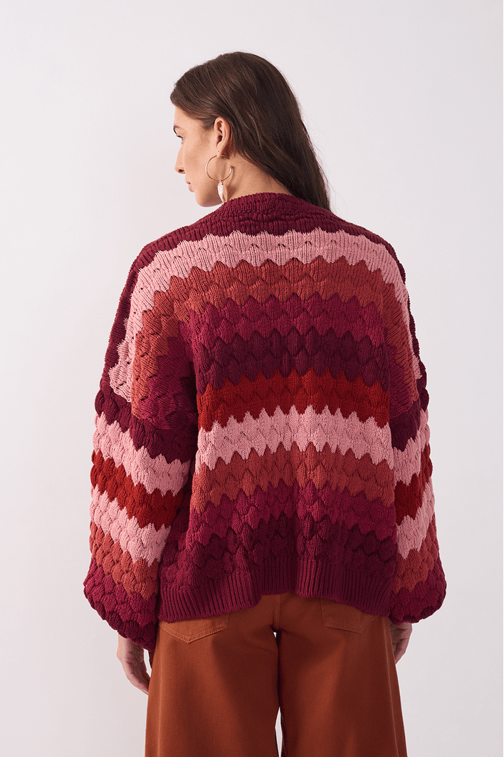 Casaco Tricot Texturizado Colorido