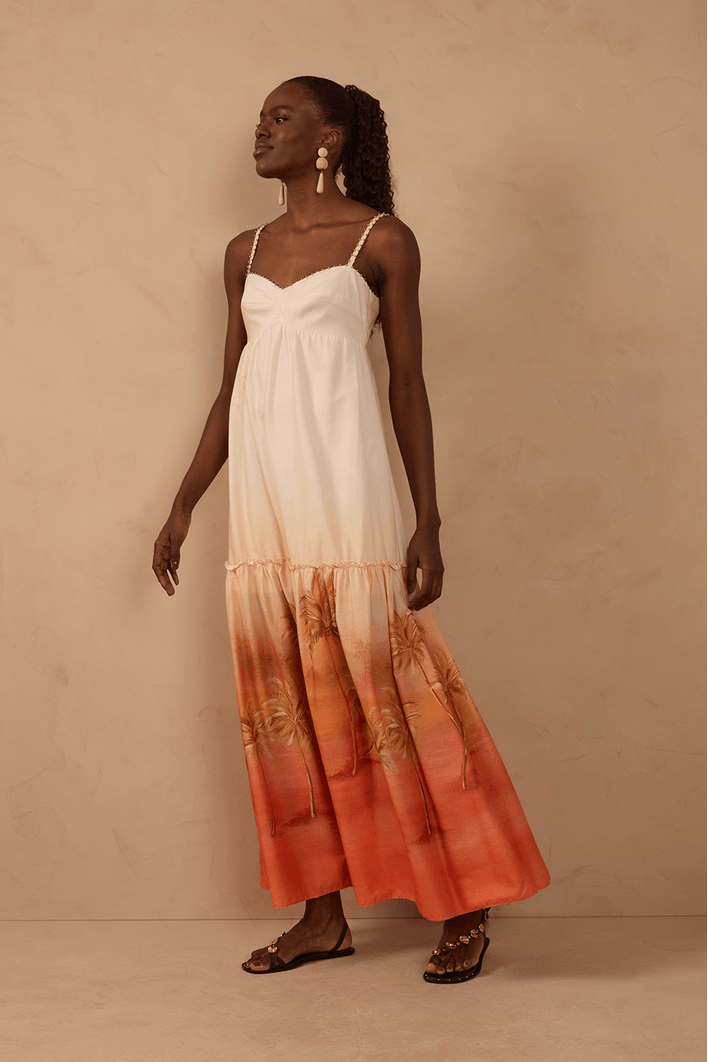 Vestido Longo Est Luz Dourada