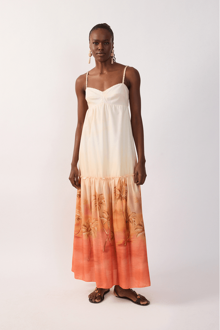 Vestido Longo Est Luz Dourada