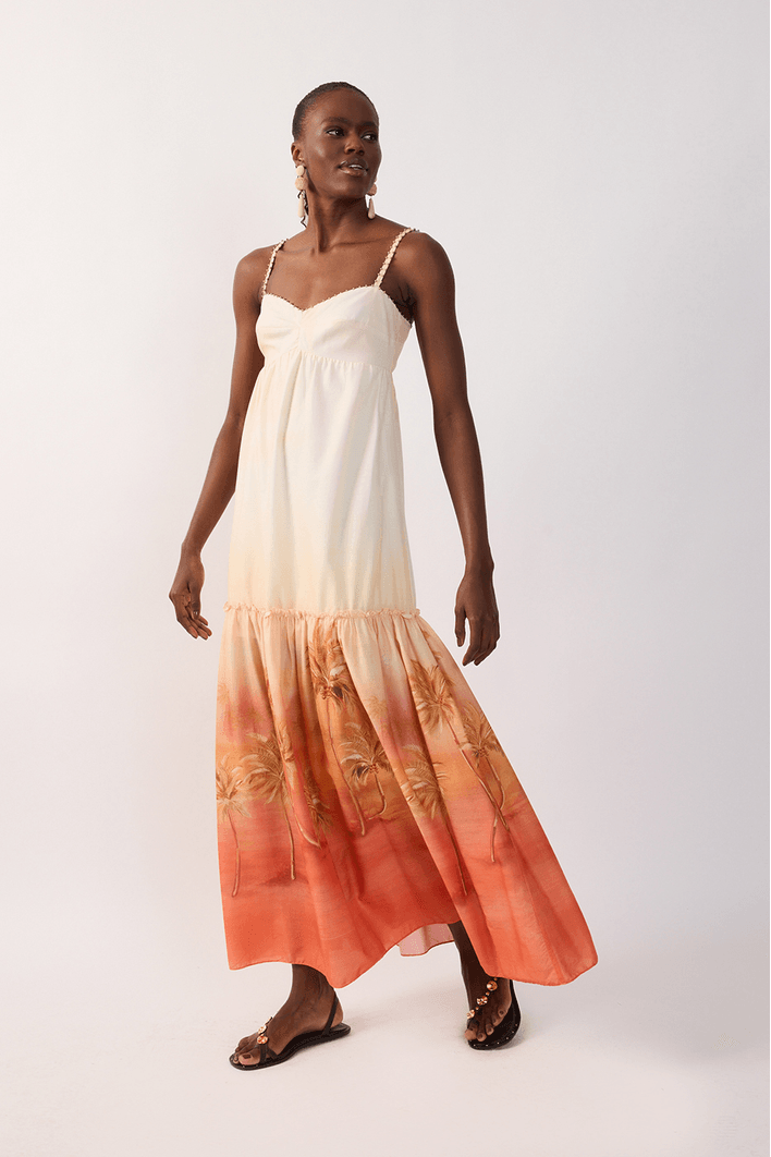 Vestido Longo Est Luz Dourada