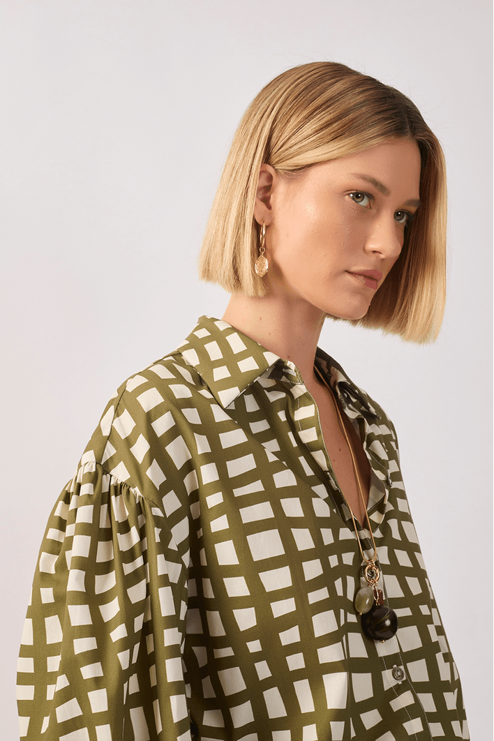 Camisa Tricoline Est Trama Verde