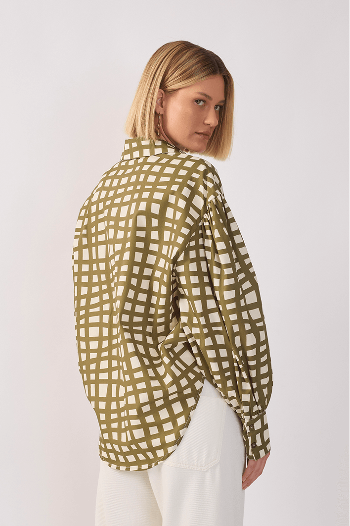 Camisa Tricoline Est Trama Verde