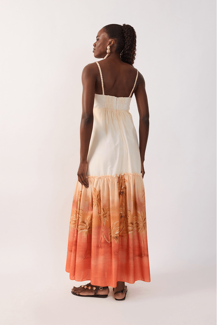 Vestido Longo Est Luz Dourada