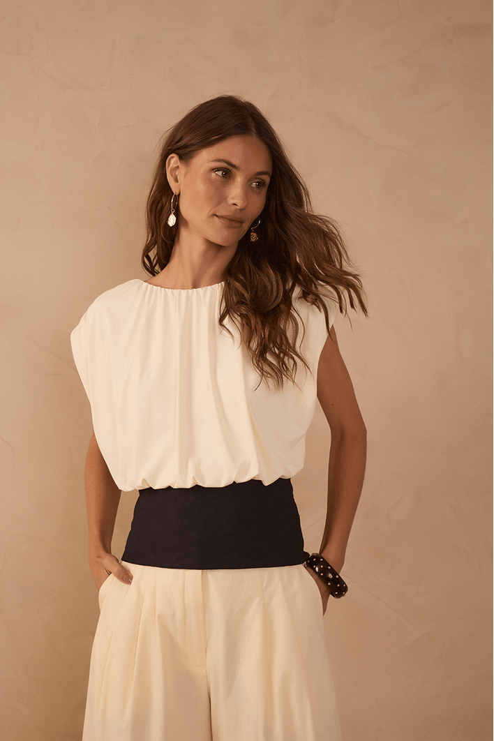 Blusa Malha Com Tecido