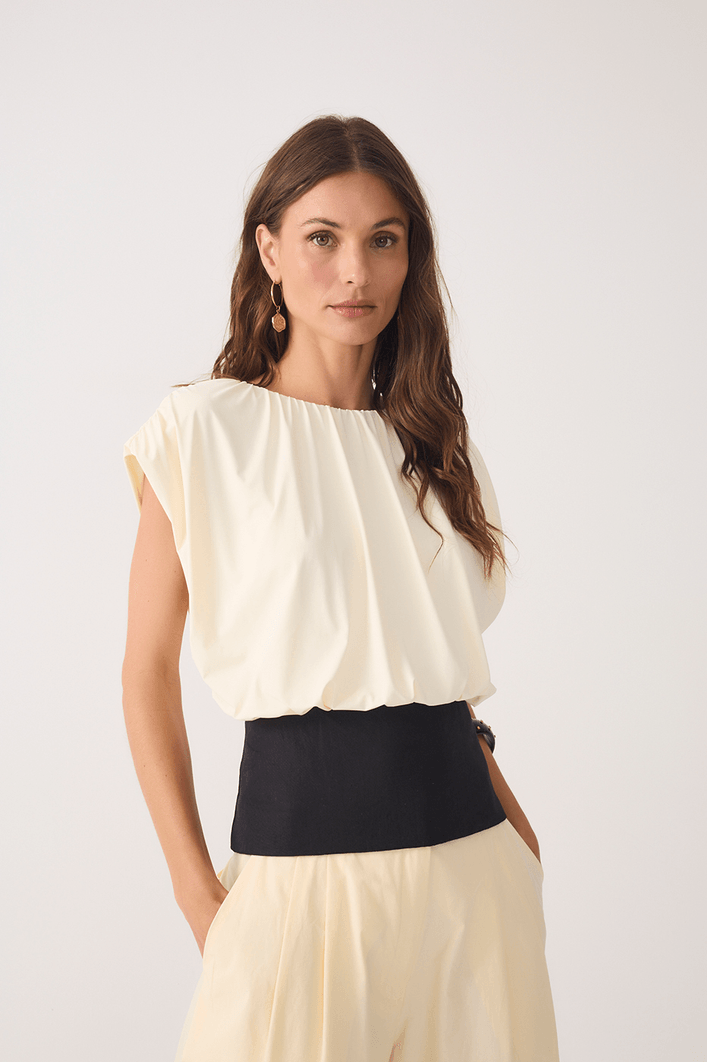 Blusa Malha Com Tecido