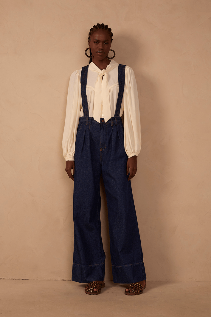 Jardineira Jeans Alças Removíveis