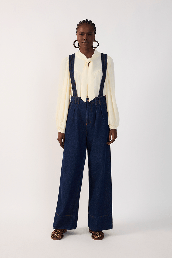 Jardineira Jeans Alças Removíveis