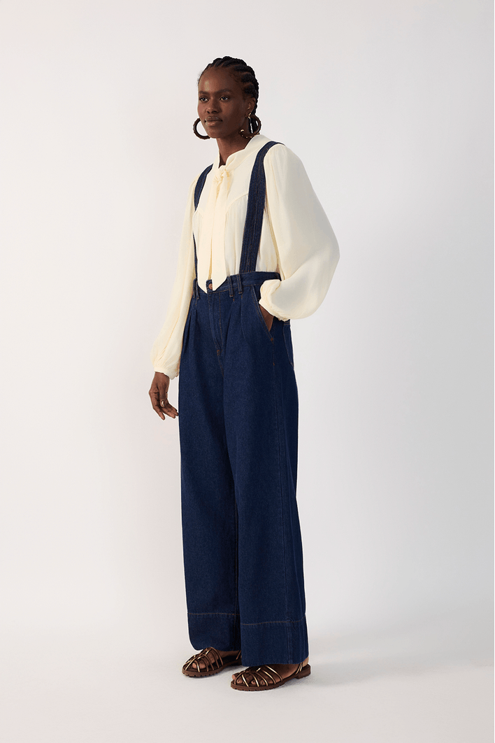 Jardineira Jeans Alças Removíveis