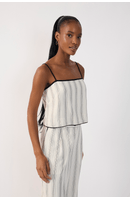Blusa Linho Listrado Viés