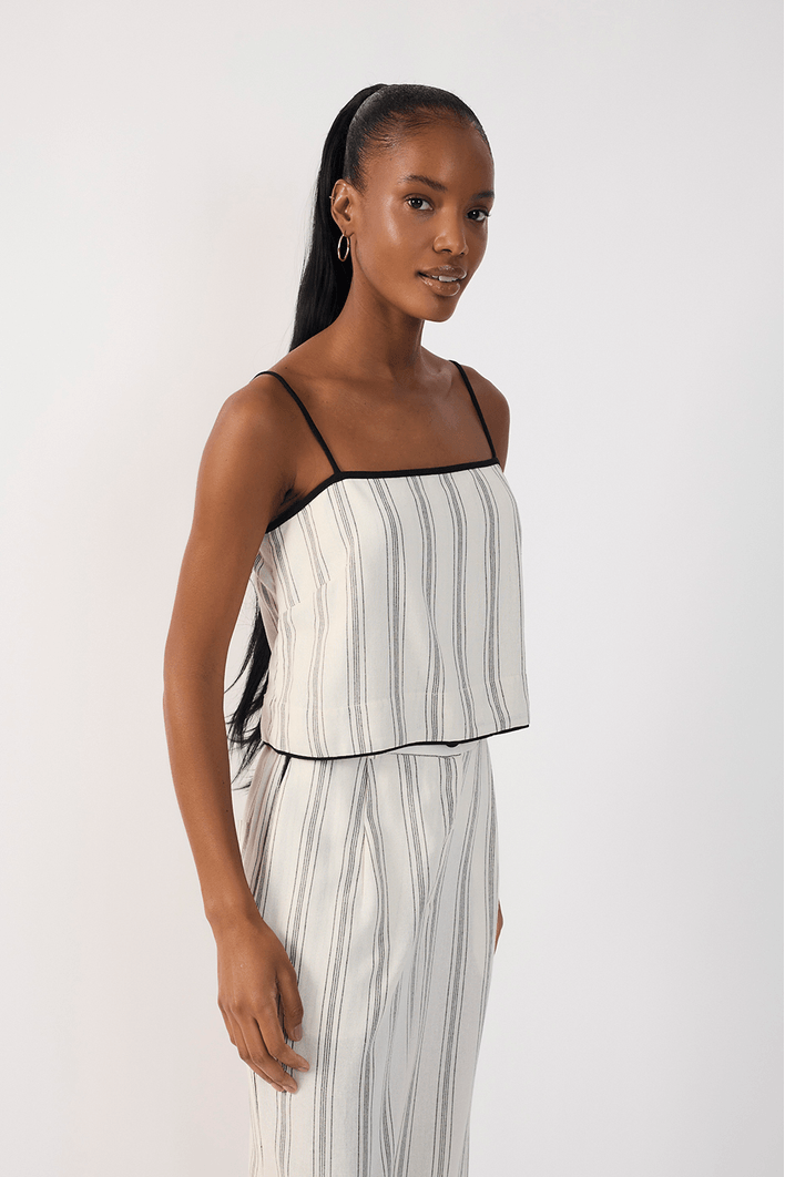 Blusa Linho Listrado Viés