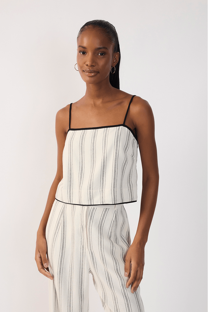 Blusa Linho Listrado Viés