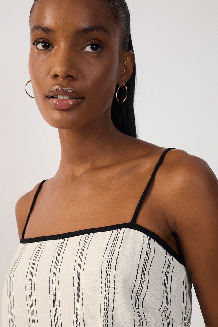 Blusa Linho Listrado Viés