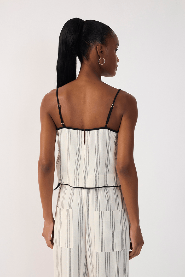 Blusa Linho Listrado Viés