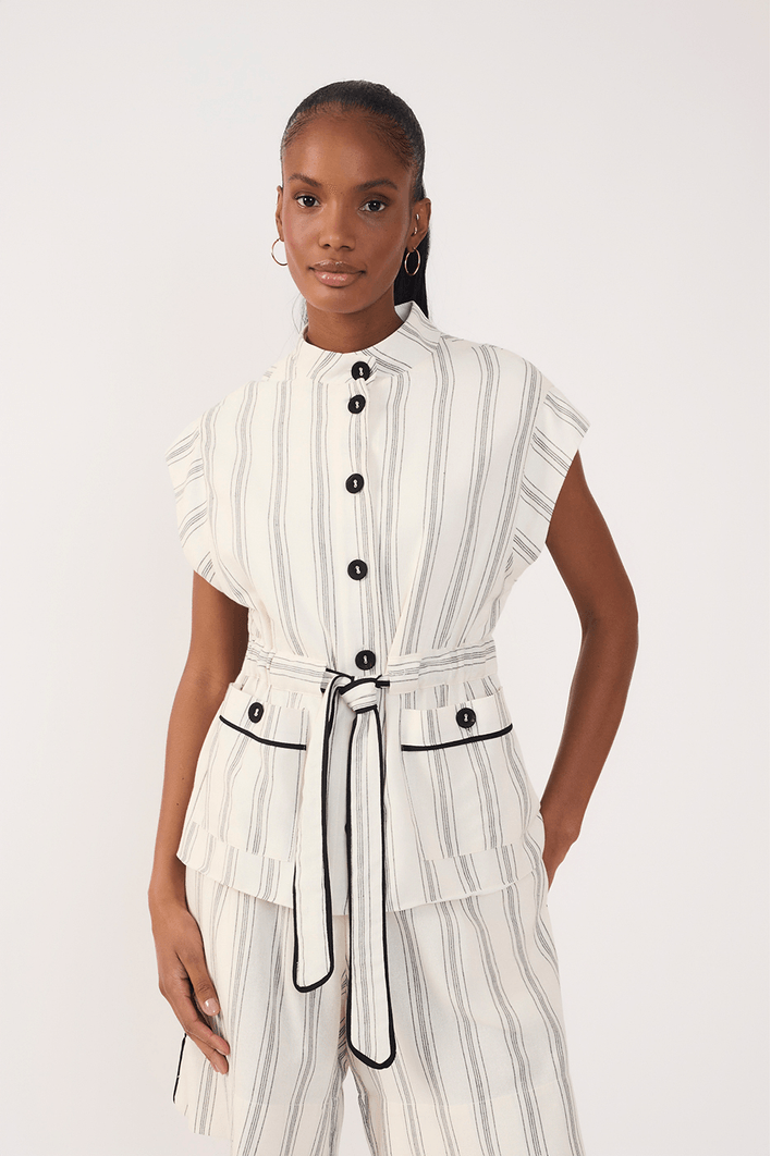 Colete Linho Listrado Pb