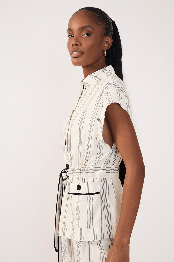 Colete Linho Listrado Pb