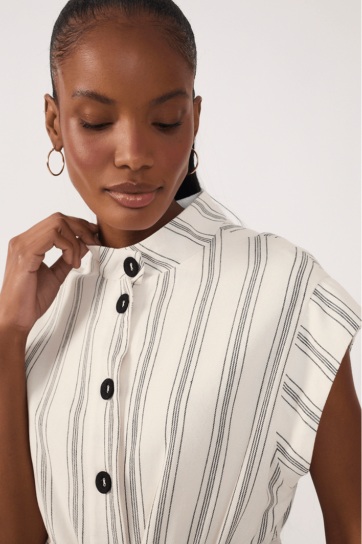 Colete Linho Listrado Pb