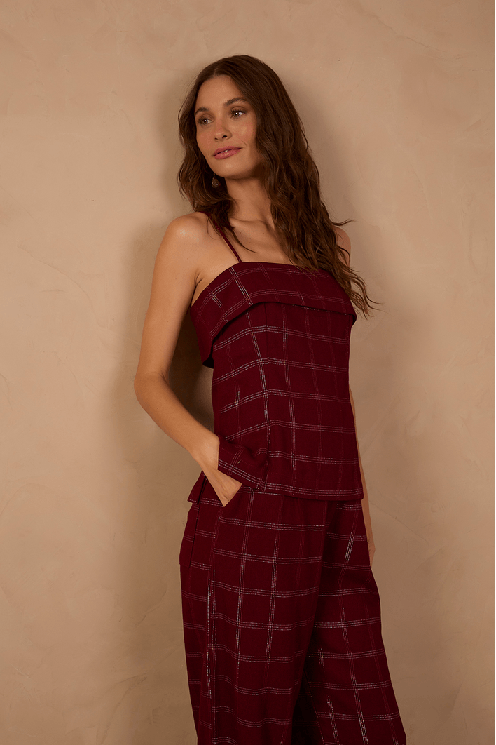 Blusa Linho Xadrez Lurex