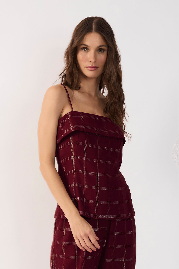 Blusa Linho Xadrez Lurex