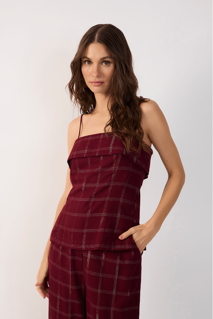 Blusa Linho Xadrez Lurex