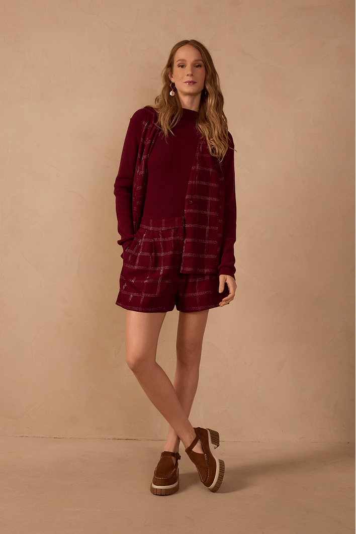 Short Linho Xadrez Lurex