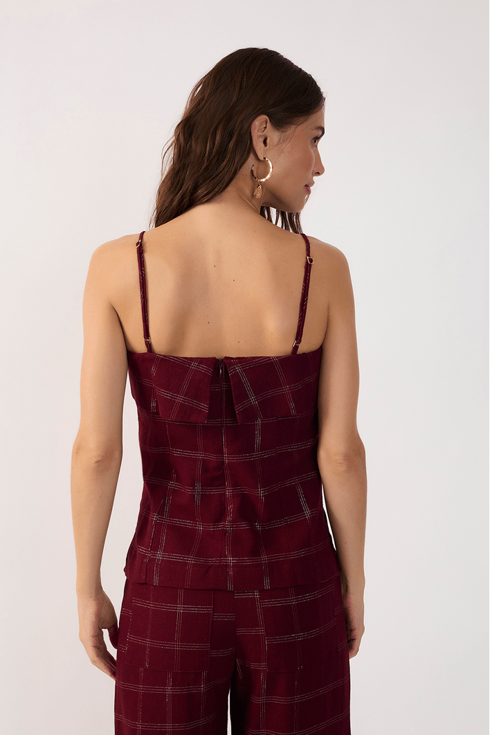 Blusa Linho Xadrez Lurex