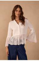 Casaqueto Tricot Detalhe Renda