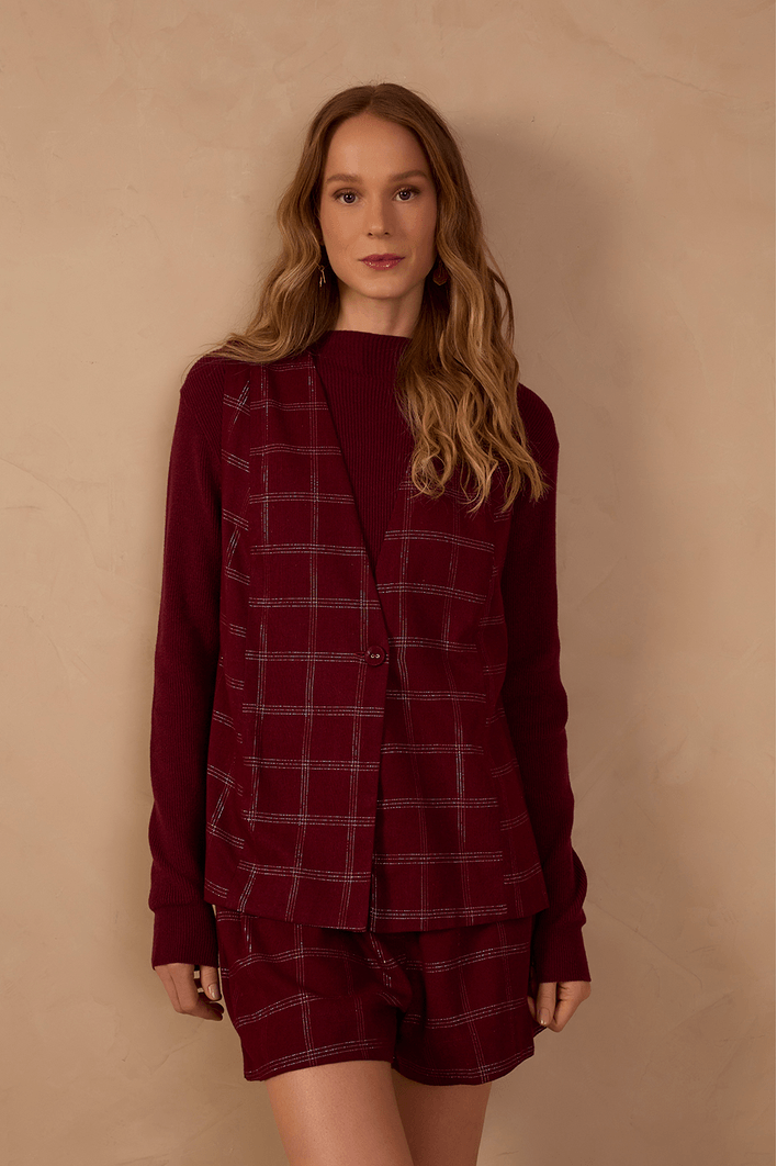 Colete Linho Xadrez Lurex